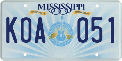 MS license plate KOA051