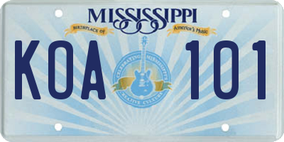 MS license plate KOA101