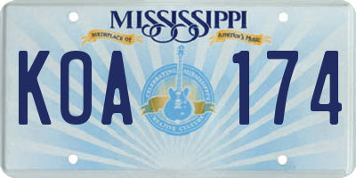 MS license plate KOA174