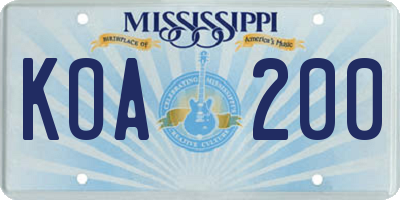 MS license plate KOA200