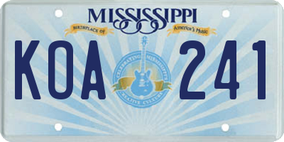 MS license plate KOA241