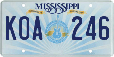 MS license plate KOA246