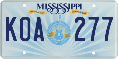 MS license plate KOA277