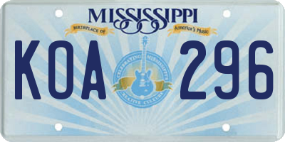 MS license plate KOA296
