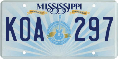 MS license plate KOA297