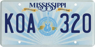 MS license plate KOA320