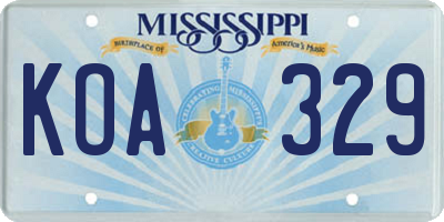 MS license plate KOA329
