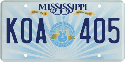 MS license plate KOA405