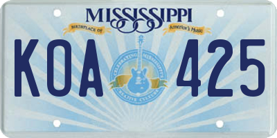 MS license plate KOA425