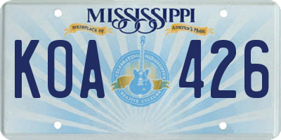 MS license plate KOA426