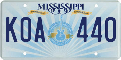 MS license plate KOA440