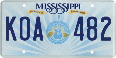 MS license plate KOA482