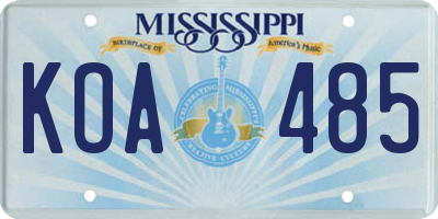 MS license plate KOA485