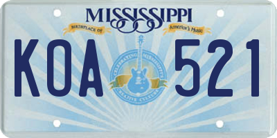 MS license plate KOA521
