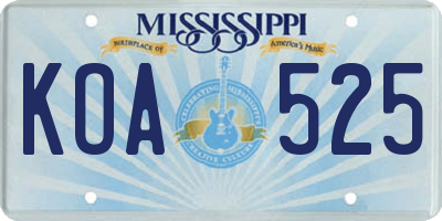 MS license plate KOA525