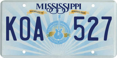MS license plate KOA527