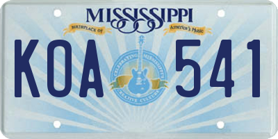 MS license plate KOA541