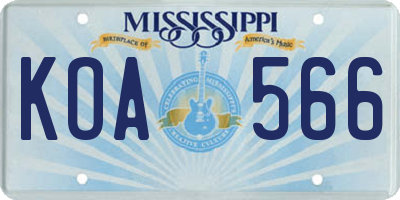 MS license plate KOA566