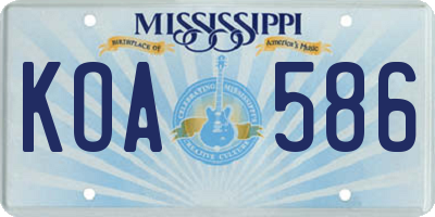 MS license plate KOA586