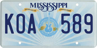 MS license plate KOA589