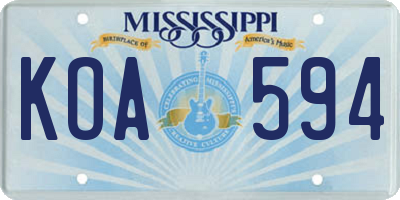 MS license plate KOA594
