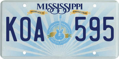 MS license plate KOA595