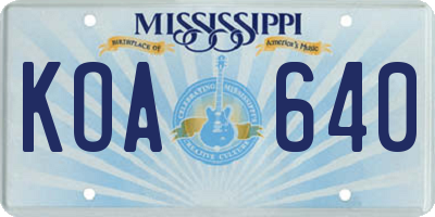 MS license plate KOA640