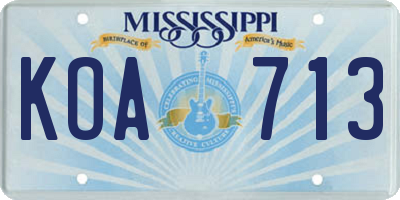 MS license plate KOA713
