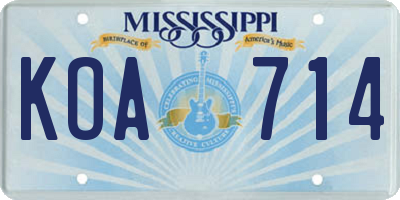 MS license plate KOA714