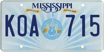 MS license plate KOA715