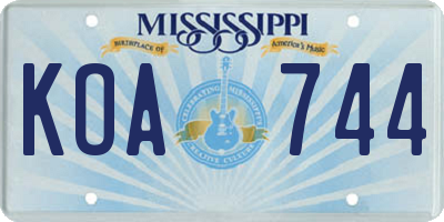 MS license plate KOA744