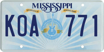 MS license plate KOA771