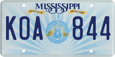 MS license plate KOA844