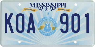 MS license plate KOA901