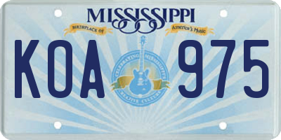 MS license plate KOA975