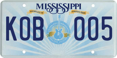 MS license plate KOB005
