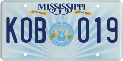 MS license plate KOB019