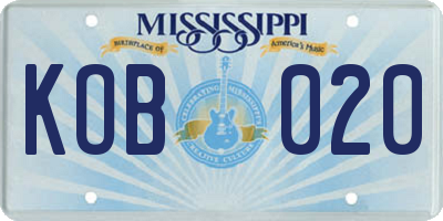 MS license plate KOB020