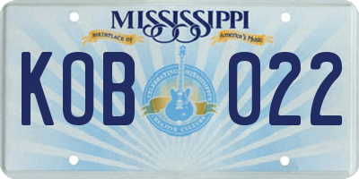 MS license plate KOB022
