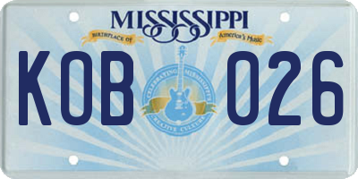 MS license plate KOB026