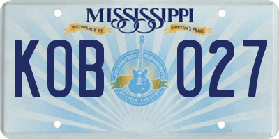 MS license plate KOB027