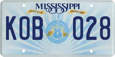 MS license plate KOB028