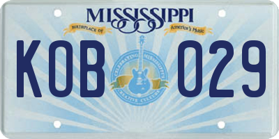 MS license plate KOB029
