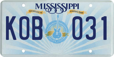 MS license plate KOB031