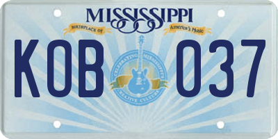 MS license plate KOB037