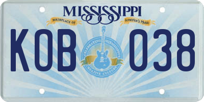 MS license plate KOB038