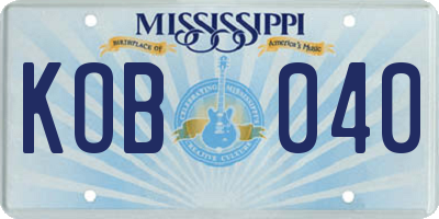 MS license plate KOB040