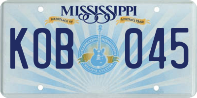 MS license plate KOB045