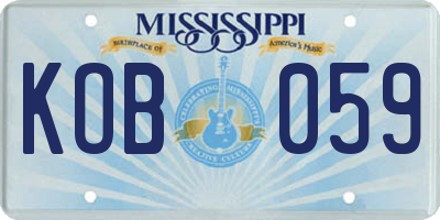 MS license plate KOB059