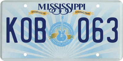 MS license plate KOB063